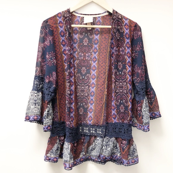 Knox Rose Sheer Kimono, Size Small - Picture 1 of 7